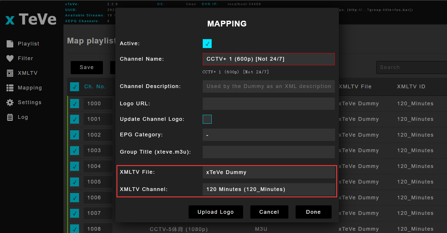 XteveMapping